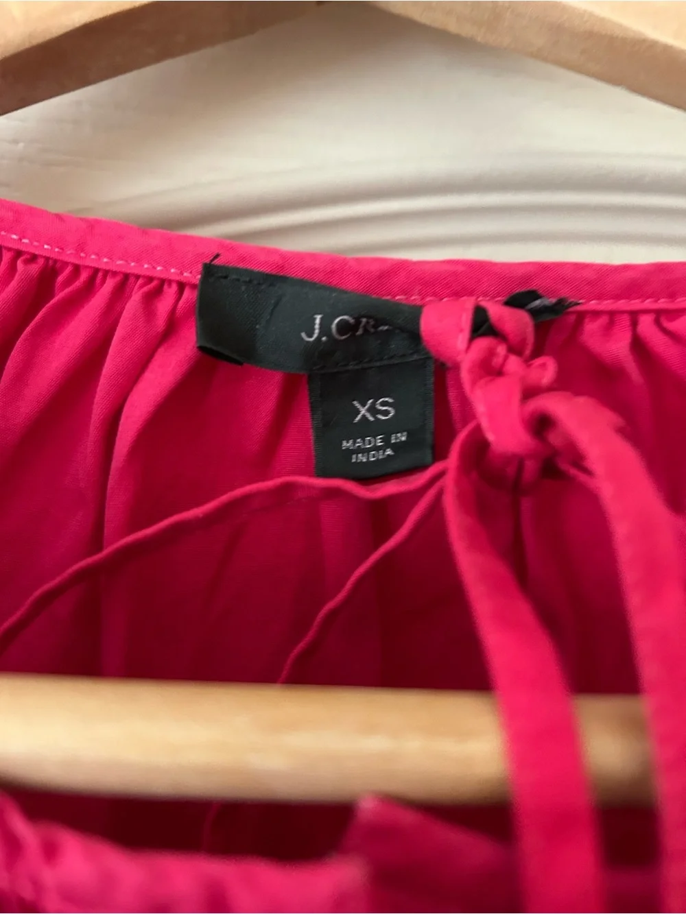 J. Crew Fuchsia Tie-Neck Blouse (has small white spots)